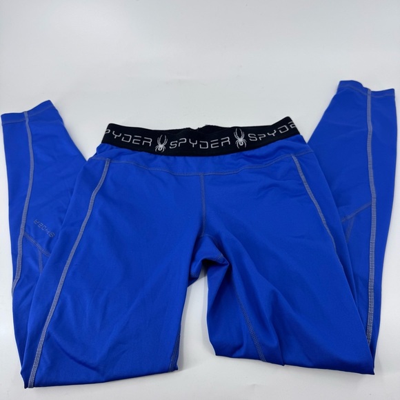 Spyder Blue Performance Leggings with Flat-Lock Seams - Picture 1 of 9
